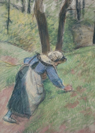 Peasant Woman Weeding the Grass by Camille Jacob Pissarro